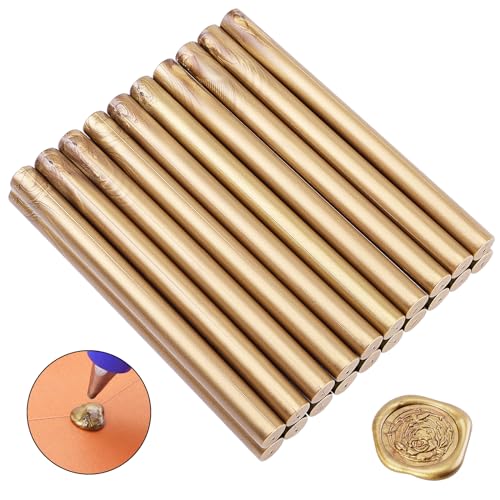 KEESIN Siegelwachs Sticks,20 PCS Gun Siegelwachs Sticks für Klebepistole 135x11mm Gun Siegelwachs für Hochzeit Einladungen, Karten, Umschläge (Bronze Gold, 135x11mm) von KEESIN