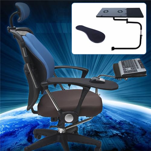 KEESUNG 360° Voll Motion Stuhl Klemme Tastatur Halte, Stuhl-Arm-Klemmstütze Laptop Halterung Laptoptisch Neigbar Tastaturauszug Computertisch Schreibtisch Stuhlarmklemme, Schwarz von KEESUNG