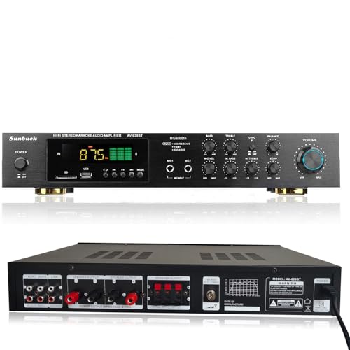 KEESUNG HiFi VerstäRker 5 Kanal Digital FM USB Stereo Amplifier, Bluetooth Stereo Audio Stereo Amplifier Digital Stereo Amplifier mit Fernbedienung, für Outdoor, Desktop, Studio von KEESUNG