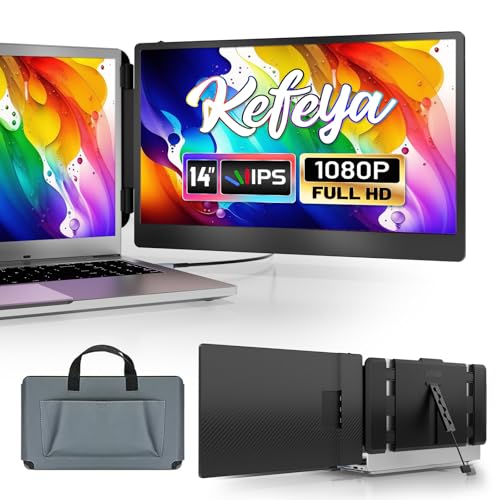 KEFEYA Portable Monitor, 14'' Laptop Bildschirm Erweiterung FHD IPS HDR 1080p Monitor mit Lautsprecher, für PC Windows MAC Android Chrome Linux PS5 Switch Xbox von KEFEYA