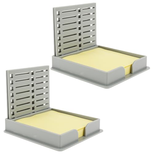 2 Stück Haftnotizhalter mit Schablone 7,6x7,6cm Notizspender Plastik Vielseitig Haftnotizspender für Home School Schreibtisch Bürobedarf Selbstklebendes Notizbuch (Hellgrau) von KEGAJEGA