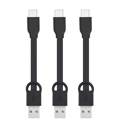 Kurzes USB C auf A, Typ-C Ladekabel, PowerLine Schlüsselanhänger, 7,6 cm, Schnellladekabel, kompatibel mit Samsung Galaxy S20/S20 Plus/S10/S9/Note 20 Ultra/Google Pixel OnePlus Huawei (3 Packungen) von KEHANGDA