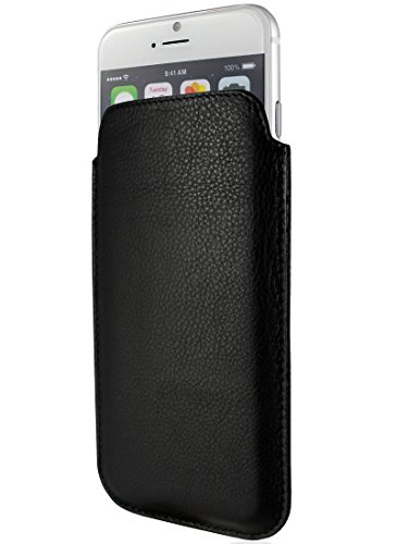 KEIB Echt Leder Tasche kompatibel mit Apple iPhone 8 PLUS, iPhone 7 PLUS und iPhone 6S PLUS / 6 PLUS Schwarz extra Dünn von KEIB
