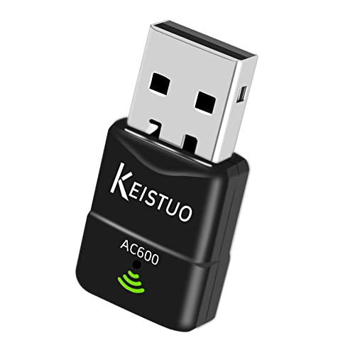 KEISTUO USB WLAN Stick AC600 mit Eingebautem Treiber, DualBand 5GHz/2,4GHz, USB WiFi Adapter für PC/Desktop/Laptop, Kompatibel mit Windows XP/7/8/10/11, WLAN USB-Adapter von KEISTUO