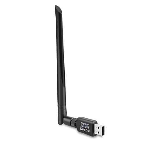 USB WLAN Stick für PC, mit 5dBi Antenne, DualBand(433Mbps 5GHz / 150Mbps 2,4GHz) WLAN USB-Adapter mit Eingebautem Treiber, AC600 USB WiFi Adapter Kompatibel mit Windows 7 8 8.1 10 11 Mac OS von KEISTUO