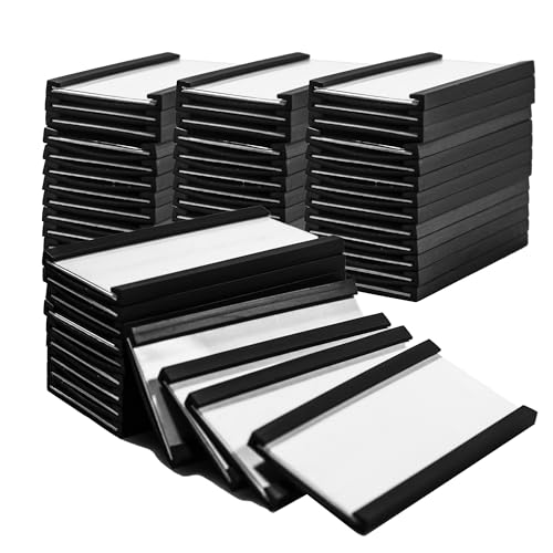 Magnetische Etikettenhalter, 2,5 x 5,1 cm, C-K, magnetische Datenkartenhalter, Aktenschrank-Etiketten mit weißen Papiereinsätzen und transparenter Kunststofffolie für Metallregale, Ausweishalter, von KEJJNYER