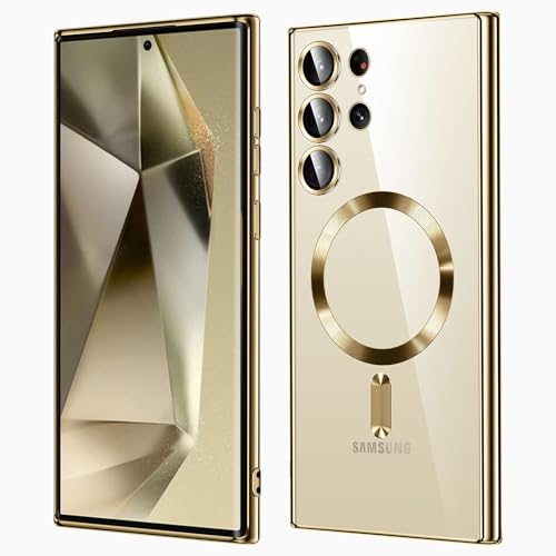 KEKBOXQ für Samsung Galaxy S24 Ultra Hülle für MagSafe,Samsung S 24 Ultra 5G Case [Nie Vergilbung],Dünn Schutzhülle mit Kameraschutz Handyhülle für Frauen Galaxy S24 Ultra,Titan Gold von KEKBOXQ