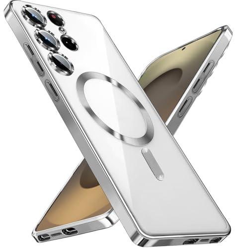 KEKBOXQ 2 in 1 Magnetisch Hülle für Samsung Galaxy S25 Ultra 5G mit Kameraschutz, [Nie Vergilbung] Samsung S 25 Ultra Dünn Transparent Handyhülle Kompatibel mit MagSafe Matt Clear Case, Titan Natur von KEKBOXQ