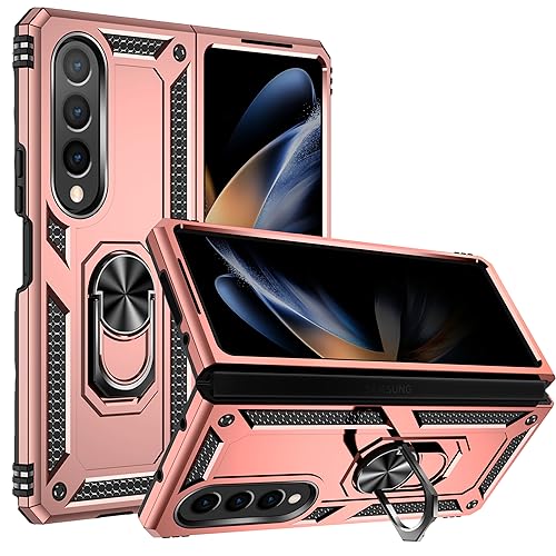 KEKBOXQ Hülle für Z Fold 4 Schutzhülle mit Ständer, Ultradünnes Harte PC Matte Case, Anti-Gelb Anti-Fingerabdruck Handyhülle für Samsung Galaxy Z Fold 4 2023, Gold von KEKBOXQ