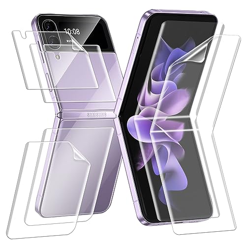 KEKBOXQ Schutzfolie Kompatibel für Samsung Z Flip 3 [6 Stück], Galaxy Z Flip 3 Weich Displayschutzfolie Weich TPU Full Cover Folie HD Soft Film keine Blasen Folie für Samsung Galaxy Z Flip 3,Clear von KEKBOXQ