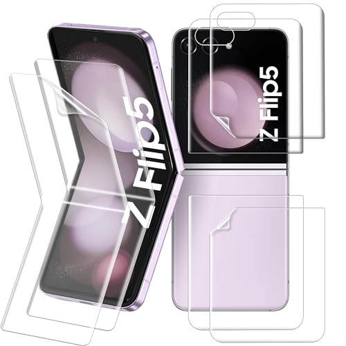 KEKBOXQ Schutzfolie Kompatibel für Samsung Z Flip 5 [6 Stück], Galaxy Flip 5 Weich Displayschutzfolie Weich TPU Full Cover Folie HD Soft Film Keine Blasen Folie für Samsung Galaxy Z Flip 5,Clear von KEKBOXQ