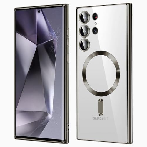 KEKBOXQ für Samsung Galaxy S24 Ultra Hülle für Magsafe,Samsung S24 Ultra 5G Case [Nie Vergilbung],Dünn Handyhülle mit Kameraschutz Magnetisch Schutzhülle für Frauen S 24 Ultra Cover,Titan Natur von KEKBOXQ