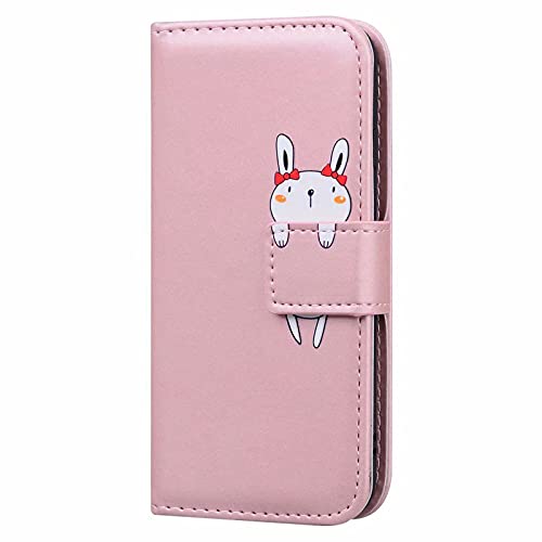 KELISI Samsung Galaxy S10+/S10 Plus(6.4 Zoll) Hülle,Leder Klappbar Handyhülle Hase Muster TPU Leder Flip Case mit [Kartenfäche][Magnetisch][Stand Funktion],Rosa von KELISI