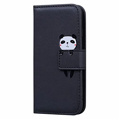 KELISI iPhone 12/iPhone 12 Pro(6.1 Zoll) Hülle,Leder Klappbar Handyhülle Panda Muster TPU Leder Flip Case mit [Kartenfäche][Magnetisch][Stand Funktion],Schwarz von KELISI