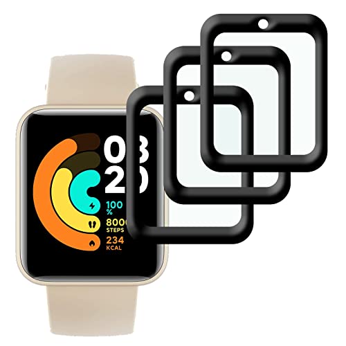 [3 Stück] KELOLIN Schutzfolie für Xiaomi Mi Watch Lite, 3D Gebogene Kanten, Kratzfest, HD Ultra Bruchsicherer Flexibler Displayschutzfolie kompatibel mit Xiaomi Mi Watch Lite von KELOLIN