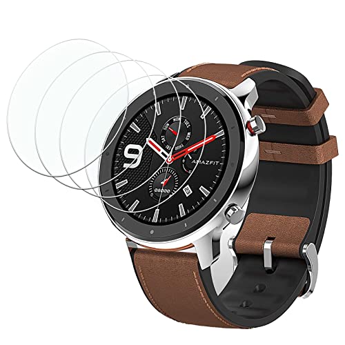 [4 Stück] KELOLIN kompatibel mit Amazfit GTR 47mm Panzer Schutz Glas Bildschirm Schutzfolie, 9H Härte, Kratzfest, Blendfrei, HD Displayschutzfolie für Amazfit GTR 47mm von KELOLIN