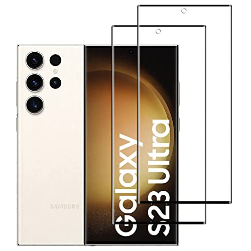 KELOLIN [2 Pack] Vollständige Abdeckung aus gehärtetem Glas für Samsung Galaxy S23 Ultra 5G [3D gebogen] [HD Anti-Kratzer] [blasenfrei] Displayschutzfolie kompatibel Samsung Galaxy S23 Ultra 5G von KELOLIN