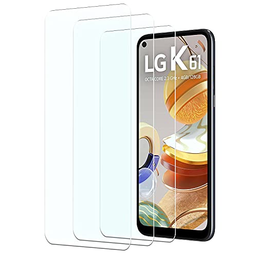 KELOLIN 3 Stück Kompatibel mit LG K61 Panzer Schutz Glas Bildschirm Schutzfolie, 9H Härte, Anti-Kratzen, Anti-Bläschen, HD-Klar Bildschirm Schutzfolie für LG K61 von KELOLIN