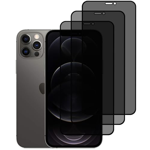 KELOLIN [3 Stück für iPhone 12/12 Pro Privatbildschirm für Panzerglas, 9H Härte, Anti-Spy, Anti-Kratzen, Sichtschutz Schutzfolie Kompatibel mit iPhone 12/12 Pro von KELOLIN