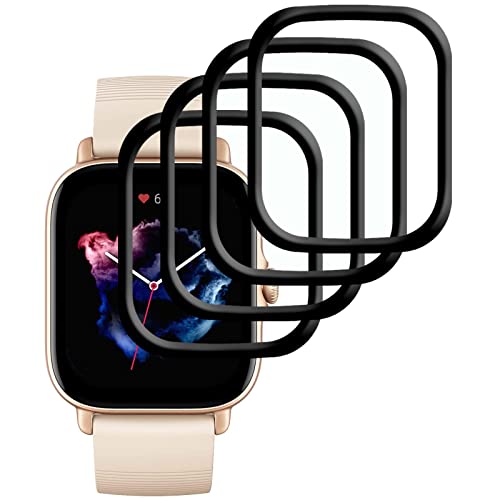 KELOLIN [4 Stück] Schutzfolie kompatibel mit Amazfit GTS 4, 3D Gebogene Kanten, Kratzfest, HD Ultra Bruchsicherer Flexibler Displayschutzfolie für Amazfit GTS 4 von KELOLIN