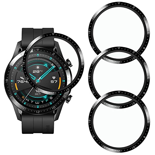 KELOLIN [4 Stück] Schutzfolie kompatibel mit HUAWEI Watch GT 2 (46 mm), 3D Gebogene Kanten, Kratzfest, HD Ultra Bruchsicherer Flexibler Displayschutzfolie für HUAWEI Watch GT 2 (46 mm) von KELOLIN