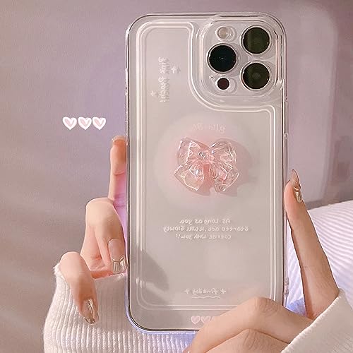 KELUOAS Schutzhülle für iPhone 13 Mini, niedliche 3D-Kristallschleife, Schleife, Glitzer, glitzernd, Kameralinsenschutz, transparent, klar, weich, stoßfest, Handyhülle (transparent) von KELUOAS