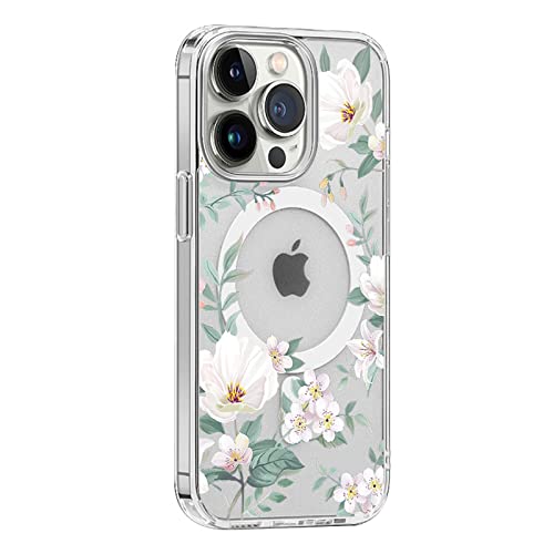 KELUOAS Transparente magnetische Hülle für iPhone 11 Handyhülle [Kompatibel mit MagSafe Ladegerät] Gardenia Blumendruck Muster Slim Anti-Scratch Cover für Frauen Mädchen von KELUOAS