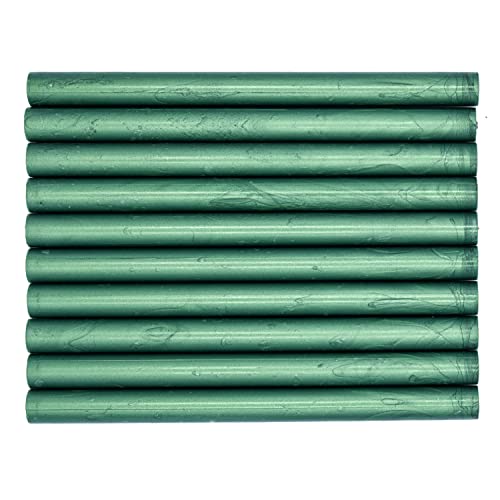KEALS Packung mit 10 Wachsstangen mit Klebepistole, Vintage-Siegelstempel für Einladungen, Hochzeit, Geburtstag, Geschenkkarten, Briefe (Smaragd) von KELZIA