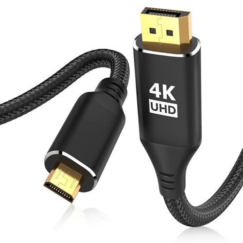 4K DisplayPort auf Micro HDMI Kabel, DP auf Micro HDMI 1440P/2K @ 120Hz, 4K @ 30 Nylon unidirektionales Kabel für Dell, Desktop, AMD, NVIDIA zu ASUS XG17AHP, tragbaren Monitor und mehr von KELink