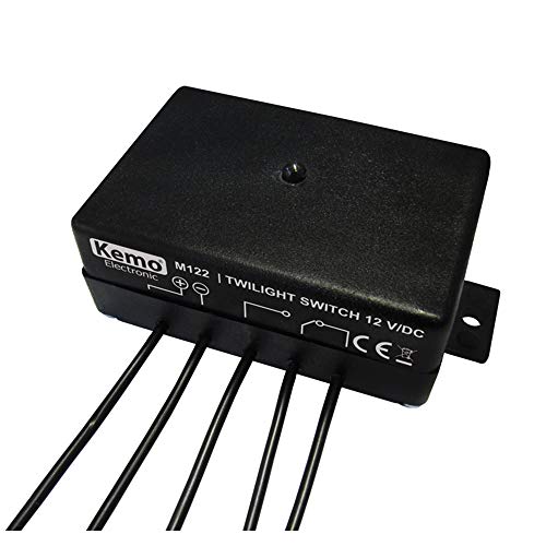 Kemo M122 Dämmerungsschalter 12 V/DC. Automatisches Ein- und Ausschalten bei Dämmerung / Tagesanbruch. Schaltausgang Relais 1x UM max. 3 A. Lichtstärke-Empfindlichkeit veränderbar von KEMO