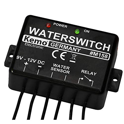 Kemo M158 Wassermelder 9 - 12 V/DC. Integriertes Relais. Steuern von Sirenen, anderen Abschaltrelais usw. Mit LED-Anzeigen. Stromaufnahme <10 mA von KEMO