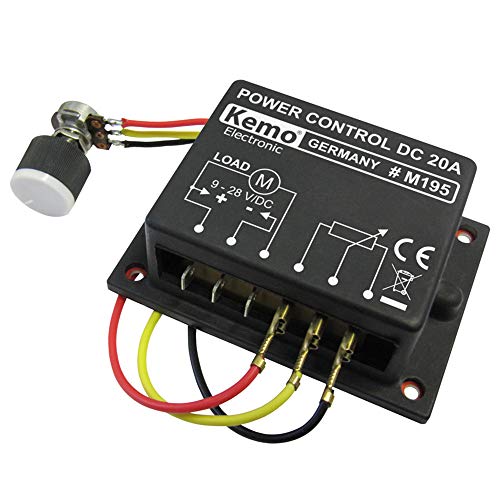 Kemo M195 PWM Leistungsregler 9 - 28 V/DC, max. 20A. Regelt Gleichspannungslasten z.B. Gleichstrommotoren, Glühlampen, Heizungen, LEDs mit Vorwiderständen von KEMO