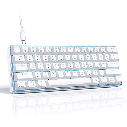 KEMOVE 60% Mechanical Keyboard, K61SE Wired Gaming Keyboard with Red Switches, Anti-Ghosting PBT-Tastenkappen LED Backlit Ultra-Compact 61 Keys Mini Keyboard, QWERTY US Layout(Weiß) von KEMOVE