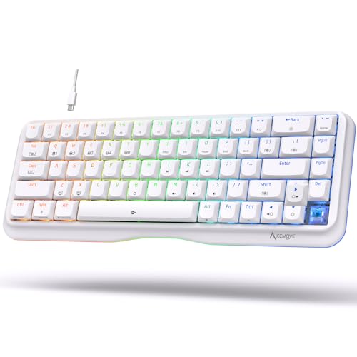 KEMOVE K68se Gaming Mechanische Tastatur mit Blue Clicky Switch,Ultra-Compact Mini 68 Tasten Anti-Ghosting,Typ-C-Datenkabel,US Layout für PC Windows Gamer Typist,Weiß von KEMOVE