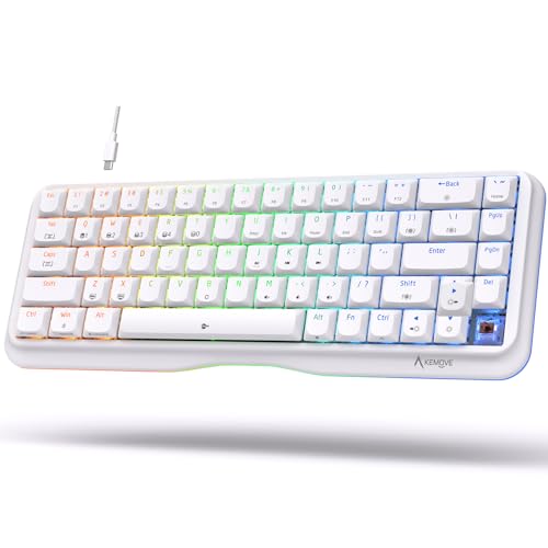 KEMOVE K68se Gaming Mechanische Tastatur mit Brown Tactile Switch,Ultra-Compact Mini 68 Tasten Anti-Ghosting,Typ-C-Datenkabel,US Layout für PC Windows Gamer Typist,Weiß von KEMOVE