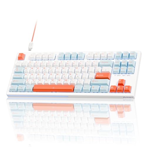 KEMOVE K87SE 75% Mechanische Gaming-Tastatur, Eisblaue LED-Hintergrundbeleuchtung, Kompakte 87-Tasten-Verdrahtete USB-C-Tastatur, kompatibel mit Windows, Mac, Notebooks und PCs. von KEMOVE