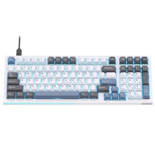 KEMOVE K98SE Mechanische Gaming Tastatur, 98 Tasten LED Hintergrundbeleuchtete Computer Tastatur, 96% QWERTY US Layout, Verkabelte Tastatur, Vorab geschmierte Blaue Schalter von KEMOVE