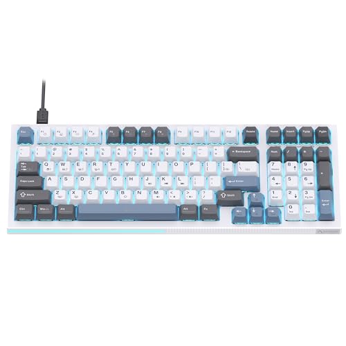 KEMOVE K98SE Mechanische Gaming Tastatur, 98 Tasten LED Hintergrundbeleuchtete Computer Tastatur, 96% QWERTY US Layout, Verkabelte Tastatur, Vorab geschmierte Braune Schalter von KEMOVE