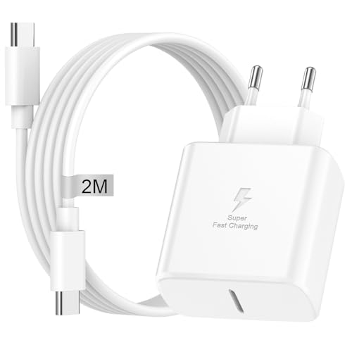 45W Schnellladegerät USB C Ladekabel für Samsung Galaxy S24 Ultra S23 S22 S21 S20FE S10 Note 20,2M Schnellladekabel USB C mit Netzteil Samsung Ladegerät USB C Fast Charger Adapter (weiß) von KEMPOW