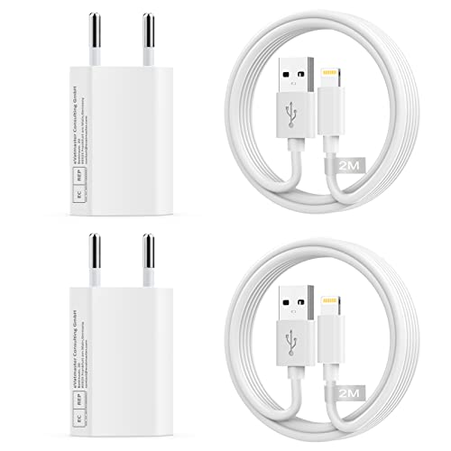 iPhone Ladekabel Original Apple MFi Zertifiziert mit iPhone Ladegerät 4Pack, Ladekabel iPhone Lightning Kabel 2M mit iPhone Netzteil USB Stecker iPhone Charger Adapter für iPhone 14/13/12/11/X/8/7 von KEMPOW