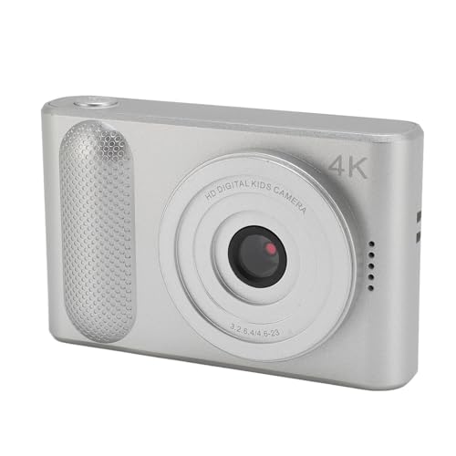 48MP HD 4K Digitalkamera, Kompaktkamera mit 16-fachem Digitalzoom, Tragbare Mikro-Spiegelreflexkamera mit 2,4-Zoll-TFT-Bildschirm für Reisefotografie, Vlogging, Einfache (Silber) von KENANLAN