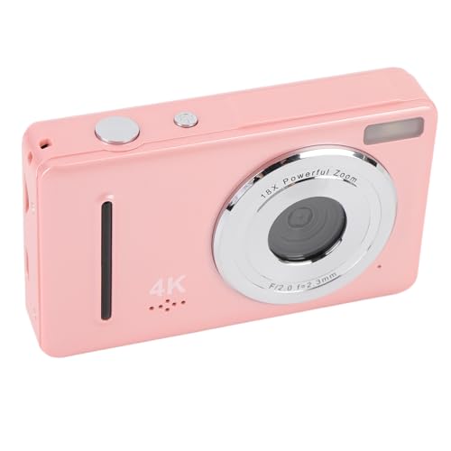 Digitalkamera, Kompakte Reisebereich -Videokamera 4K 64MP, 18x Zoom für Anfänger mit 2,4 -Zoll -Bildschirm (Rosa) von KENANLAN