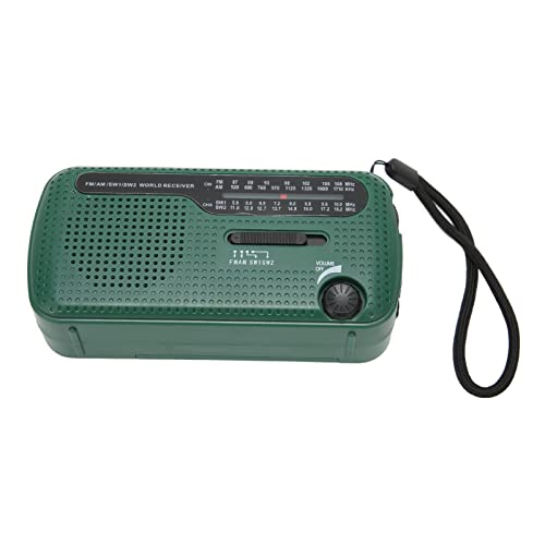 Handkurbel Solar Radio, Multiband AM FM SW1 SW2 Radio Taschenlampe mit Solar- und Handkurbel Ladung, Notfunk LED Licht für Outdoor, Camping, Nacht, Weit Verbreitete Hilfe (Grün) von KENANLAN
