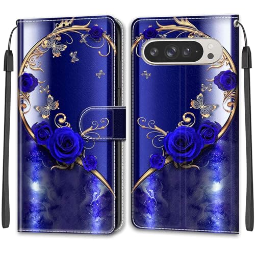 KENHONER Handyhülle für Google Pixel 9 Pro XL Hülle, Pixel 9 Pro XL Hülle, Premium Leder Flip Klappbare Stoßfeste Magnetische [Standfunktion] [Kartenfächern] Schutzhülle Tasche - Schmetterling von KENHONER
