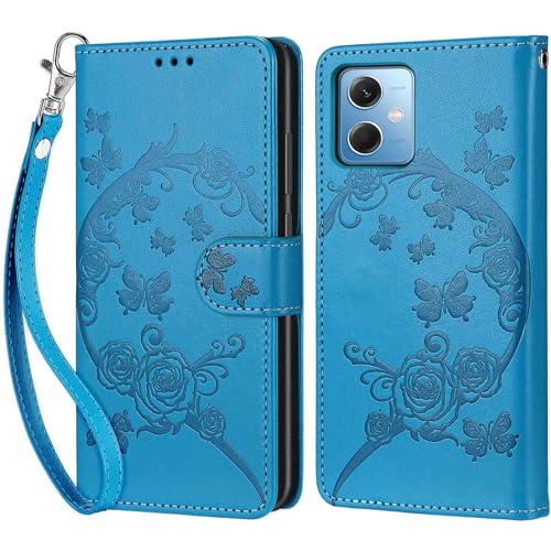 KENHONER Handyhülle für Xiaomi Redmi Note 12 5G / Xiaomi Poco X5 5G Hülle, Redmi Note 12 Hülle, Premium Leder Flip Klappbare Stoßfeste Magnetische [Standfunktion] Schutzhülle Tasche - Blau von KENHONER