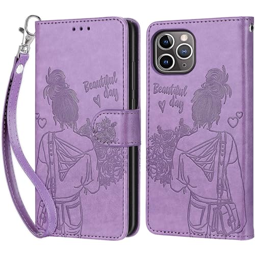KENHONER Handyhülle für iPhone 12 Pro Max Hülle, iPhone 12 Pro Max Hülle, Premium Leder Flip Klappbare Stoßfeste Magnetische [Standfunktion] [Kartenfächern] Schutzhülle Tasche - Lila von KENHONER