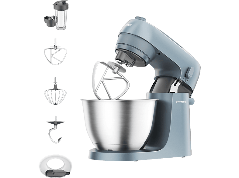 KENWOOD Go KZM35.040GY mit Smoothie-Maker - Metallgehäuse, robust, kompakt & leicht verstaubare Küchenmaschine Graublau (Rührschüsselkapazität: 4 l, 800 Watt) von KENWOOD