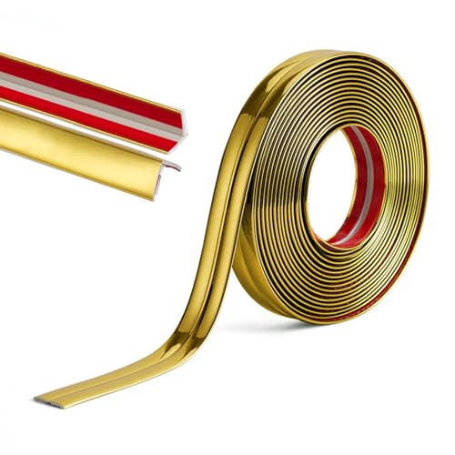 Innen- und Außeneckleisten aus Vinyl zum Abziehen und Aufkleben, flexible selbstklebende Wandleisten Wandeckenschoner Möbelkantenschutz(Gold) von KEQKEV