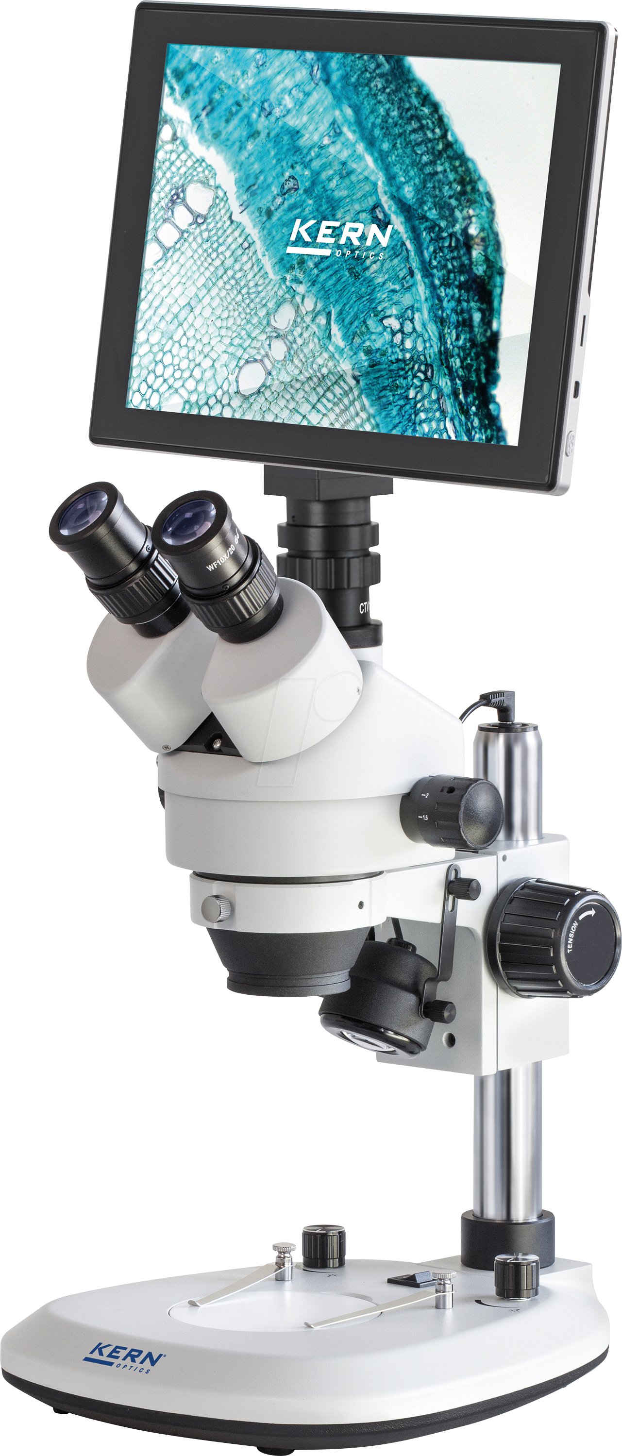 KS OZL 464T241 - Stereomikroskop, 0,7x/4x, trinokular, Zoom, mit Tablet-Kamera von KERN-SOHN