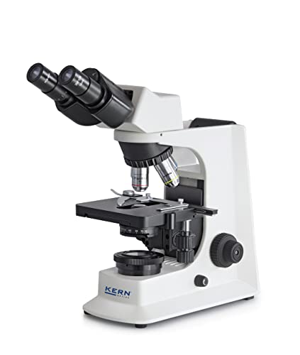 KERN Optics Hochwertiges Phasenkontrastmikroskop, Binokular Tubus, Infinity E-Plan/Plan, Weiß/Schwarz, 4x/10x/40x/100x Objektiv, 20W Halogen, Durchgestrah von KERN